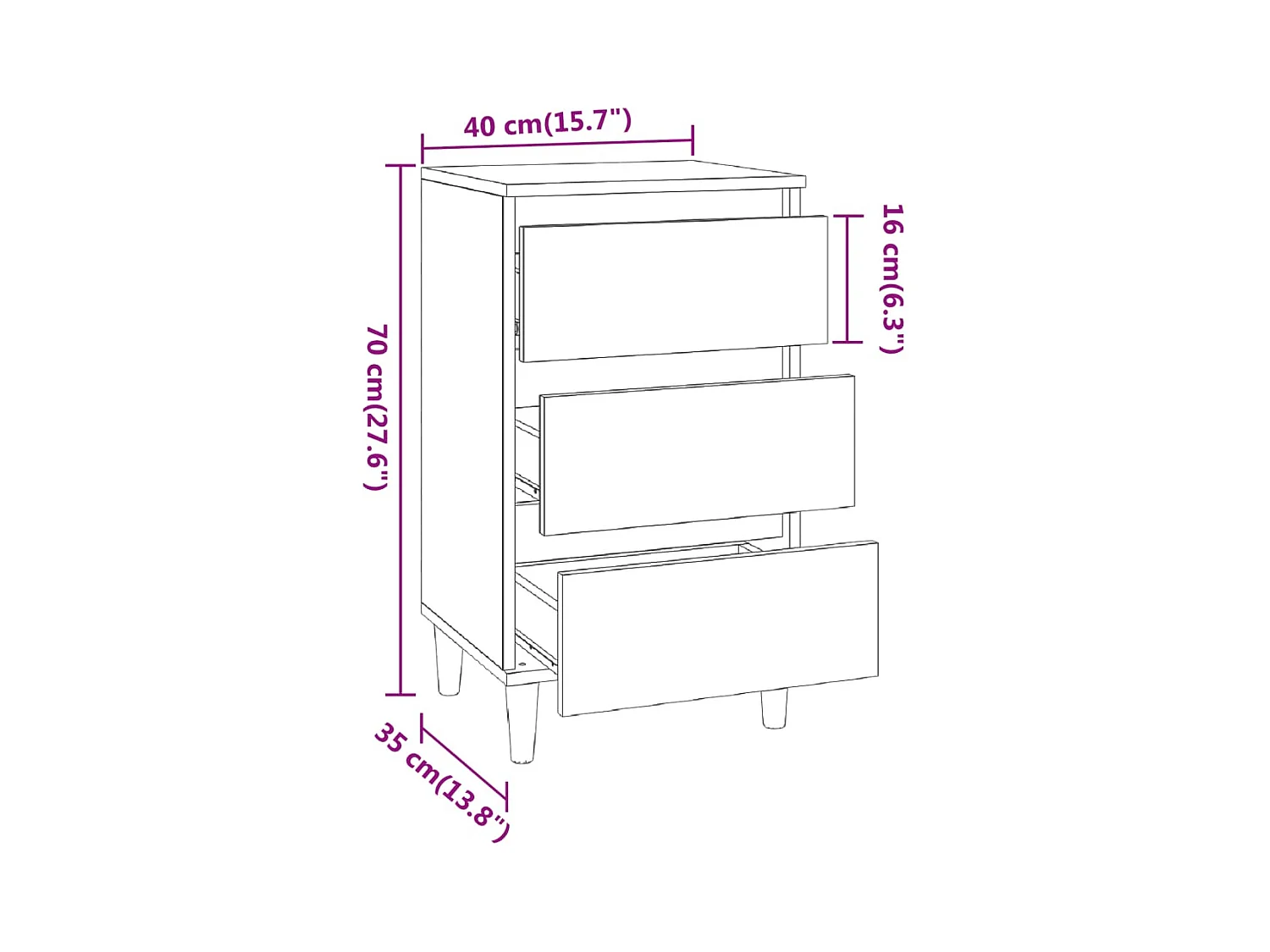 Mesita de noche | Mesilla de noche madera contrachapada roble sonoma 40x35x70 cm