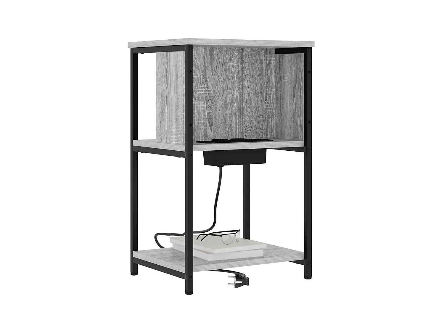 Mesita de Noche | Mesa auxiliar | Armario de Noche 2 uds. Gris sonoma 38x31x61 cm