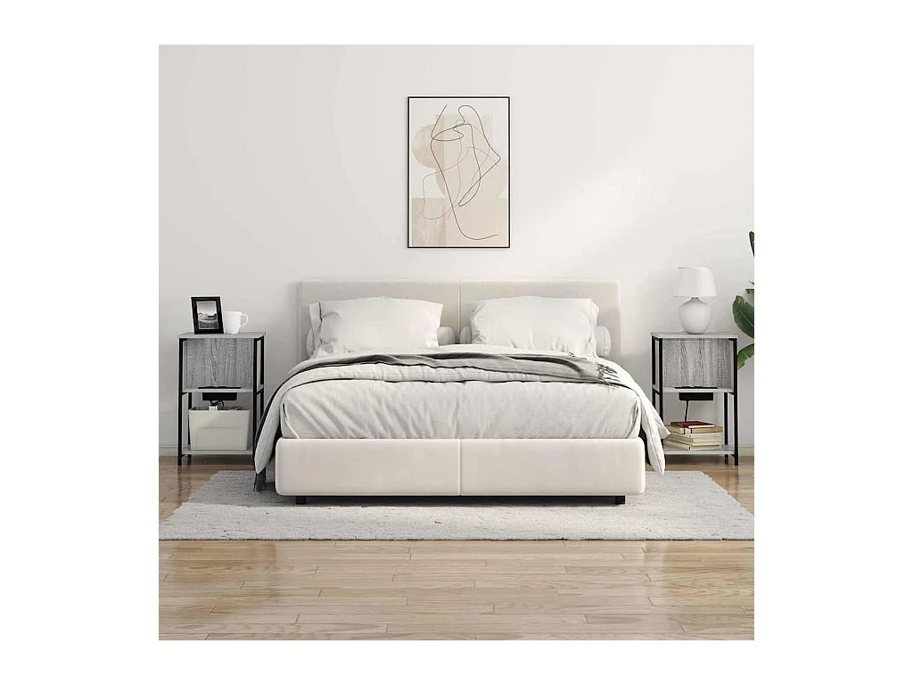 Mesita de Noche | Mesa auxiliar | Armario de Noche 2 uds. Gris sonoma 38x31x61 cm