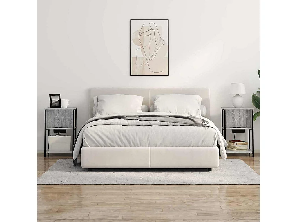 Mesita de Noche | Mesa auxiliar | Armario de Noche 2 uds. Gris sonoma 38x31x61 cm