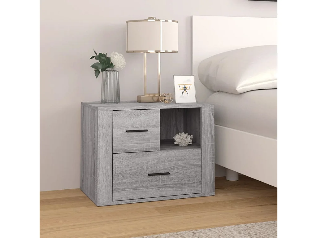 Nachttisch-Beistelltisch Grau Sonoma 60x36x45 cm Holzwerkstoff SHL24765