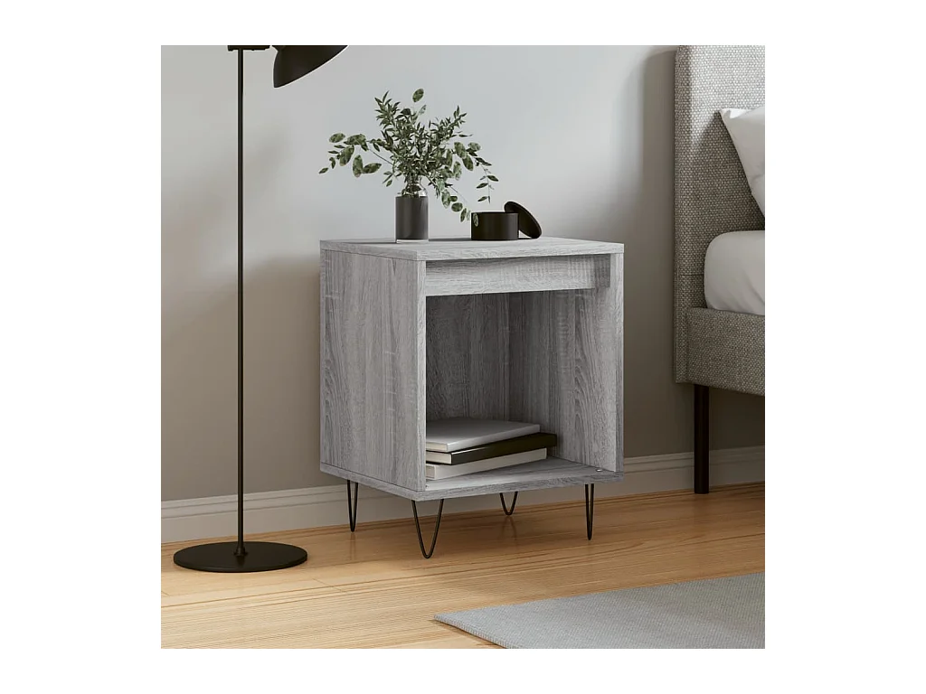 Mesita de noche | Mesilla de noche madera de ingeniería gris Sonoma 40x35x50 cm