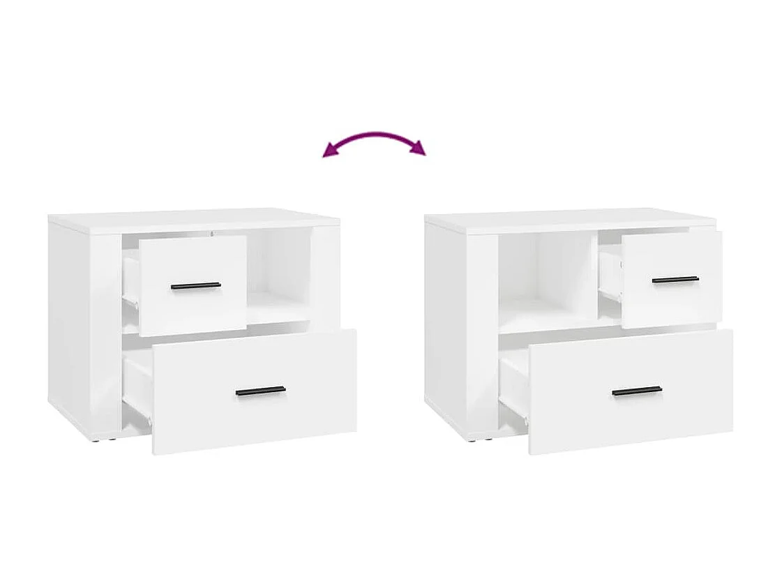 Mesita de noche | Mesilla de noche madera contrachapada blanco 60x36x45 cm