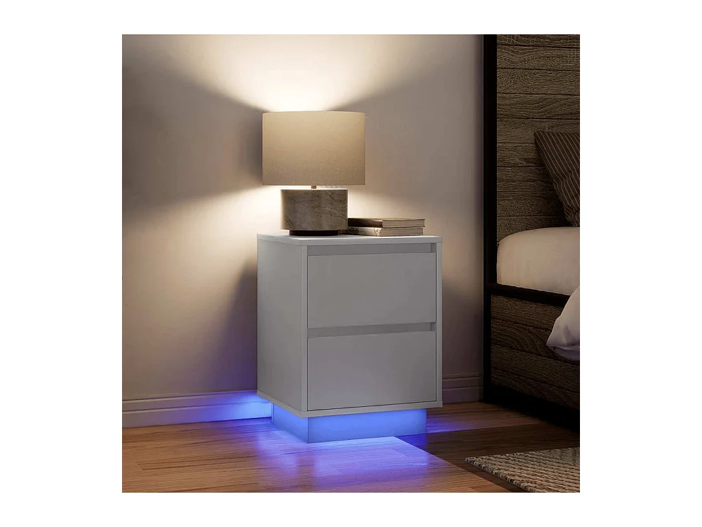 Mesillas de noche | Mesita de noche con luces LED 2 uds blanco 38x34x50 cm