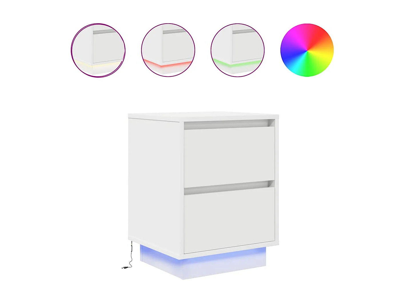 Nachttische mit LED-Leuchten 2er Set | Beistelltisch Weiß 38x34x50 cm SHL36447