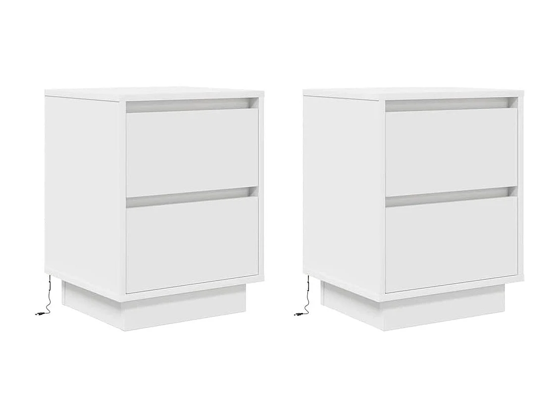 Nachttische mit LED-Leuchten 2er Set | Beistelltisch Weiß 38x34x50 cm SHL36447