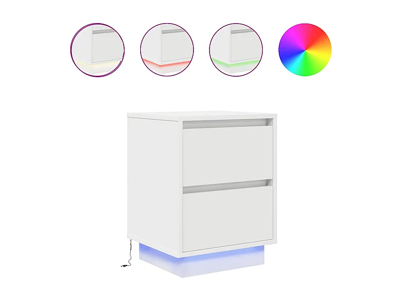 Nachttische mit LED-Leuchten 2er Set | Beistelltisch Weiß 38x34x50 cm SHL36447