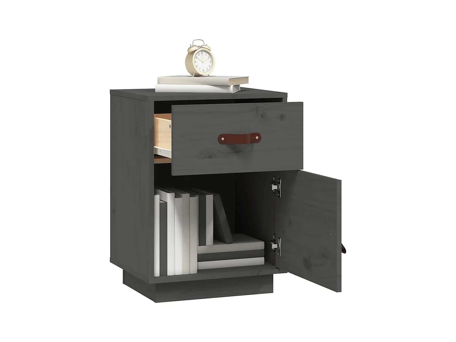 Mesitas de noche | Mesilla de noche 2 uds madera maciza de pino gris 40x34x55 cm