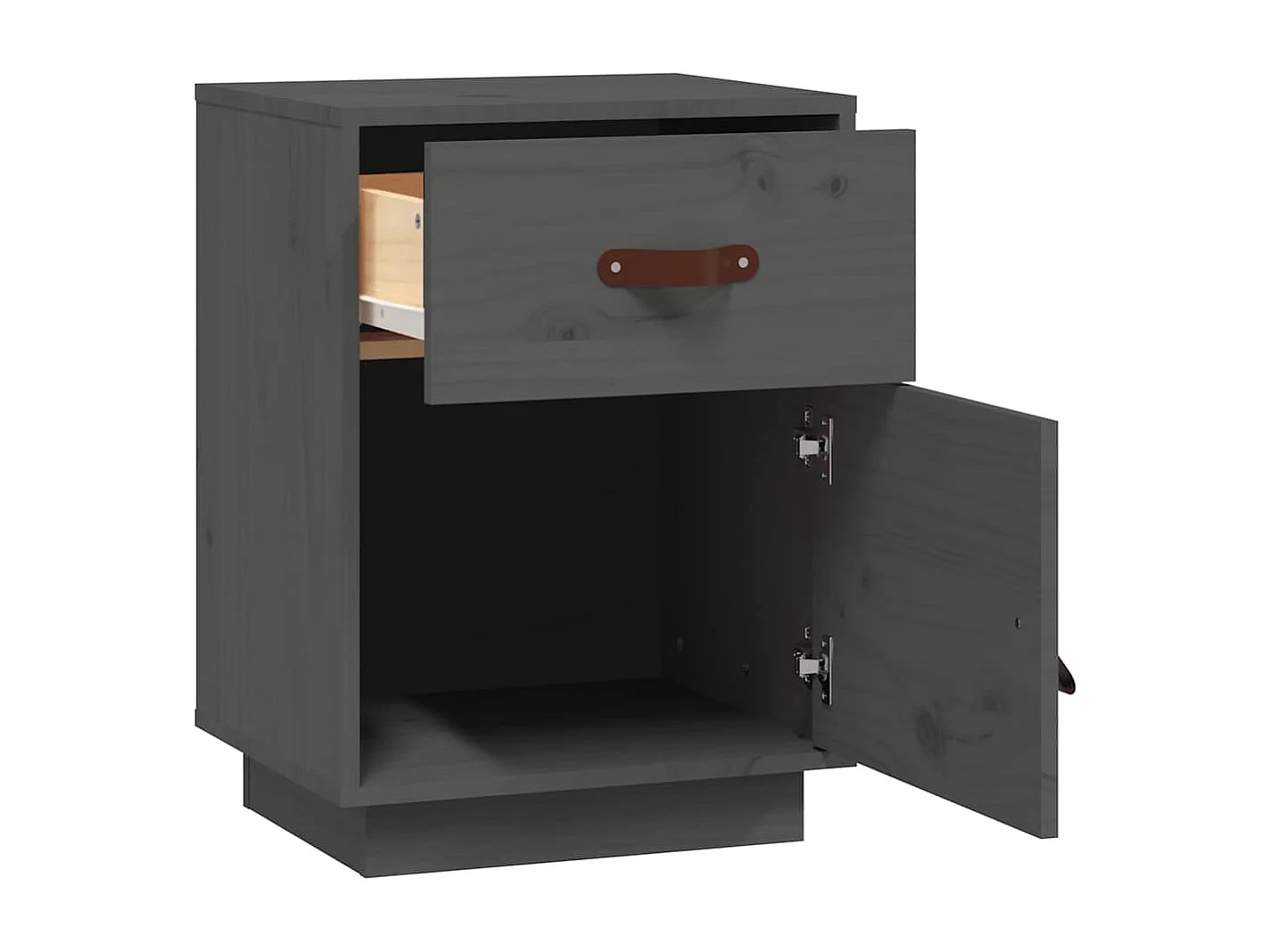 Mesitas de noche | Mesilla de noche 2 uds madera maciza de pino gris 40x34x55 cm