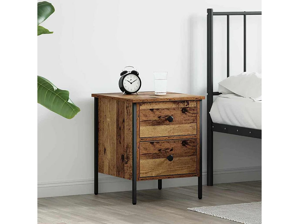 Mesita de Noche | Mesa auxiliar con cajón Madera vieja 40x42x50 cm