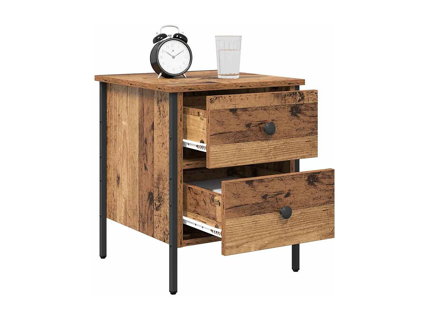 Mesita de Noche | Mesa auxiliar con cajón Madera vieja 40x42x50 cm