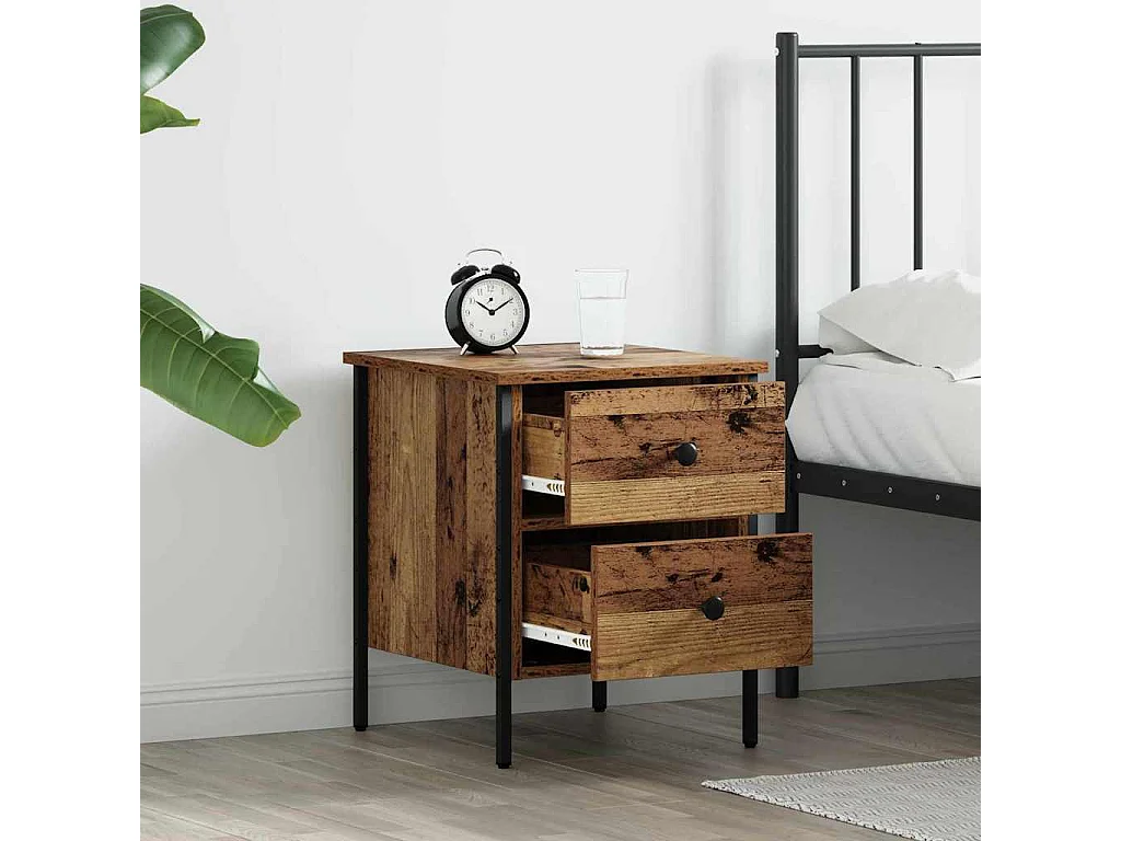 Mesita de Noche | Mesa auxiliar con cajón Madera vieja 40x42x50 cm