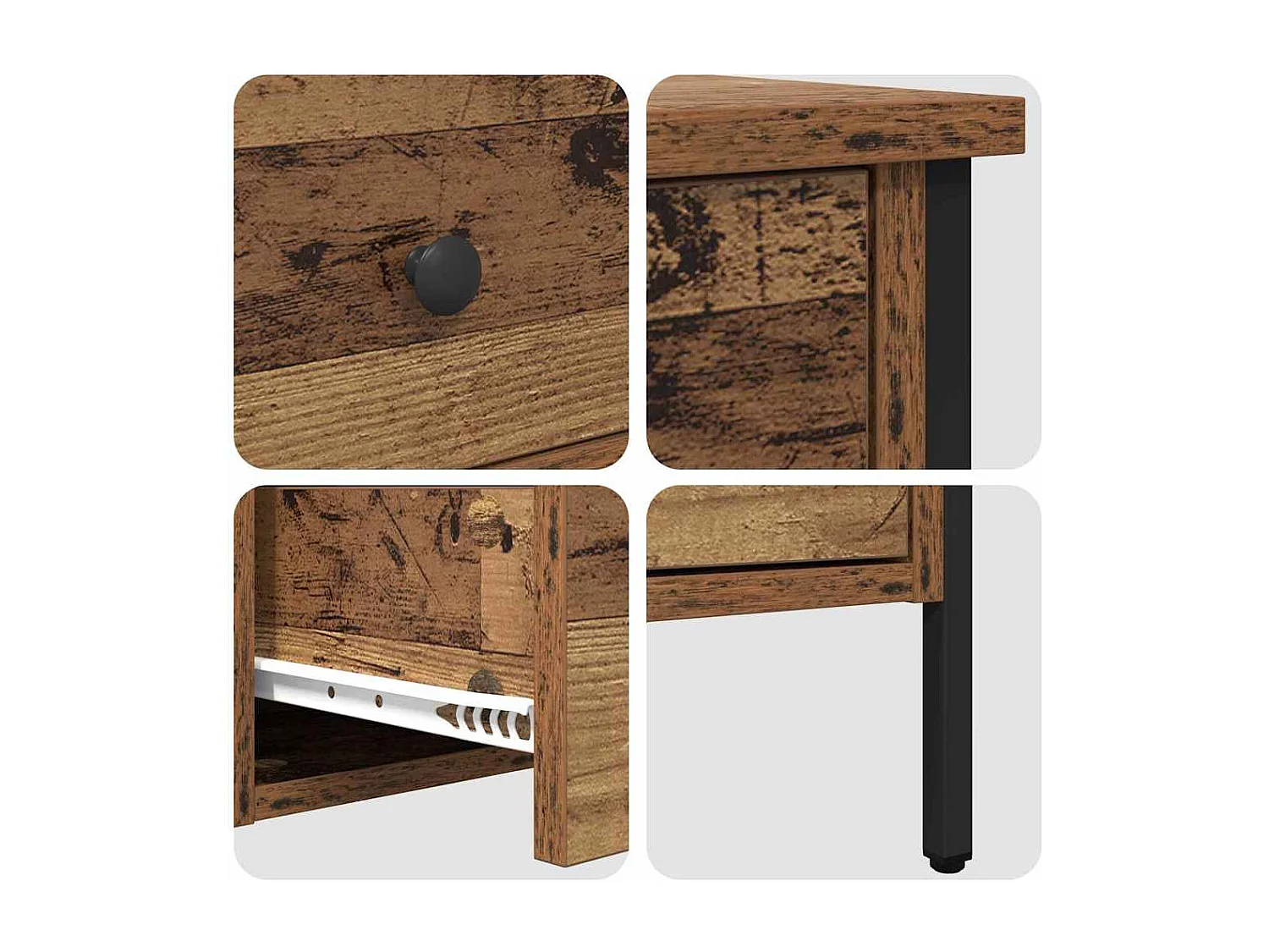 Mesita de Noche | Mesa auxiliar con cajón Madera vieja 40x42x50 cm