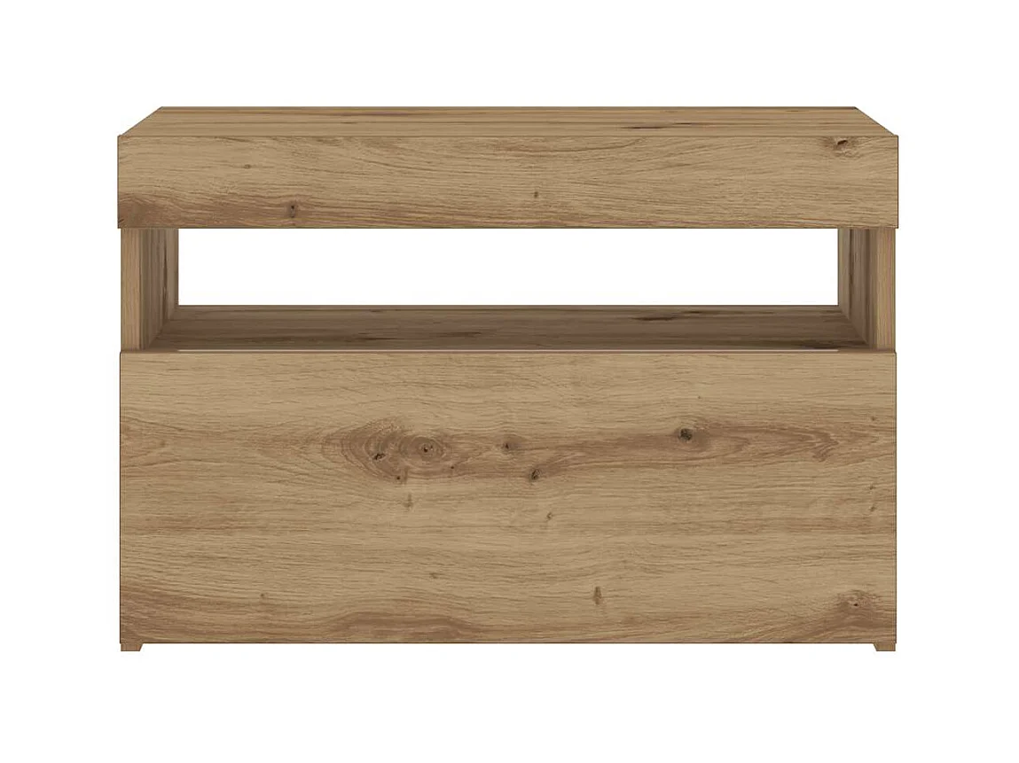 Mesilla de noche | Mesita de noche con luces LED roble artesanal 60x35x40 cm