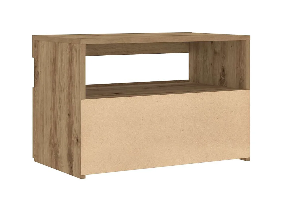 Mesilla de noche | Mesita de noche con luces LED roble artesanal 60x35x40 cm