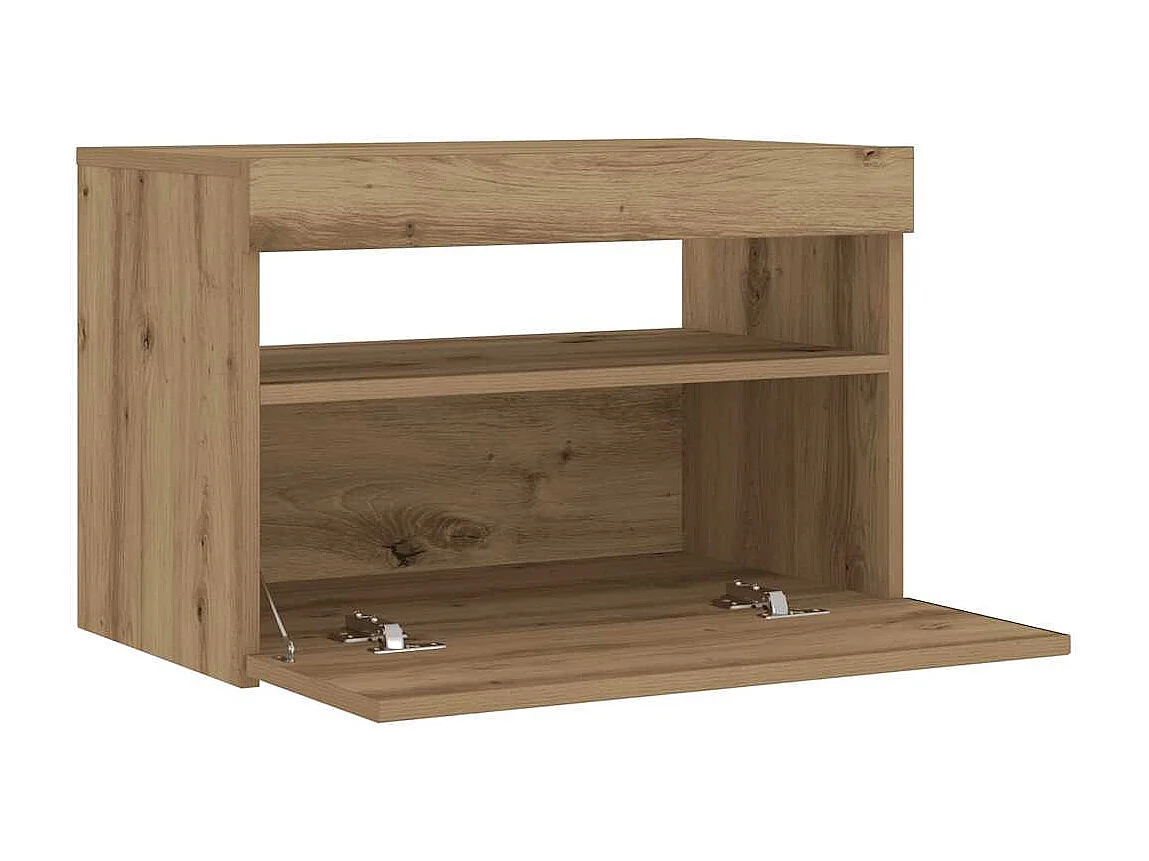 Nachttisch-Beistelltisch mit LED-Leuchten Artisan-Eiche 60x35x40 cm SHL26100