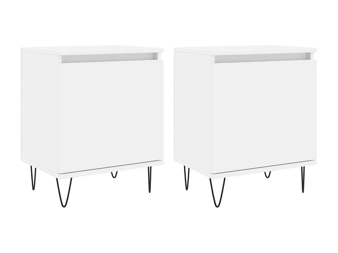 Nachttisch 2er Set-Beistelltisch-Nachttischkommode Weiß 40x30x50 cm Holzwerkstoff SHL17756
