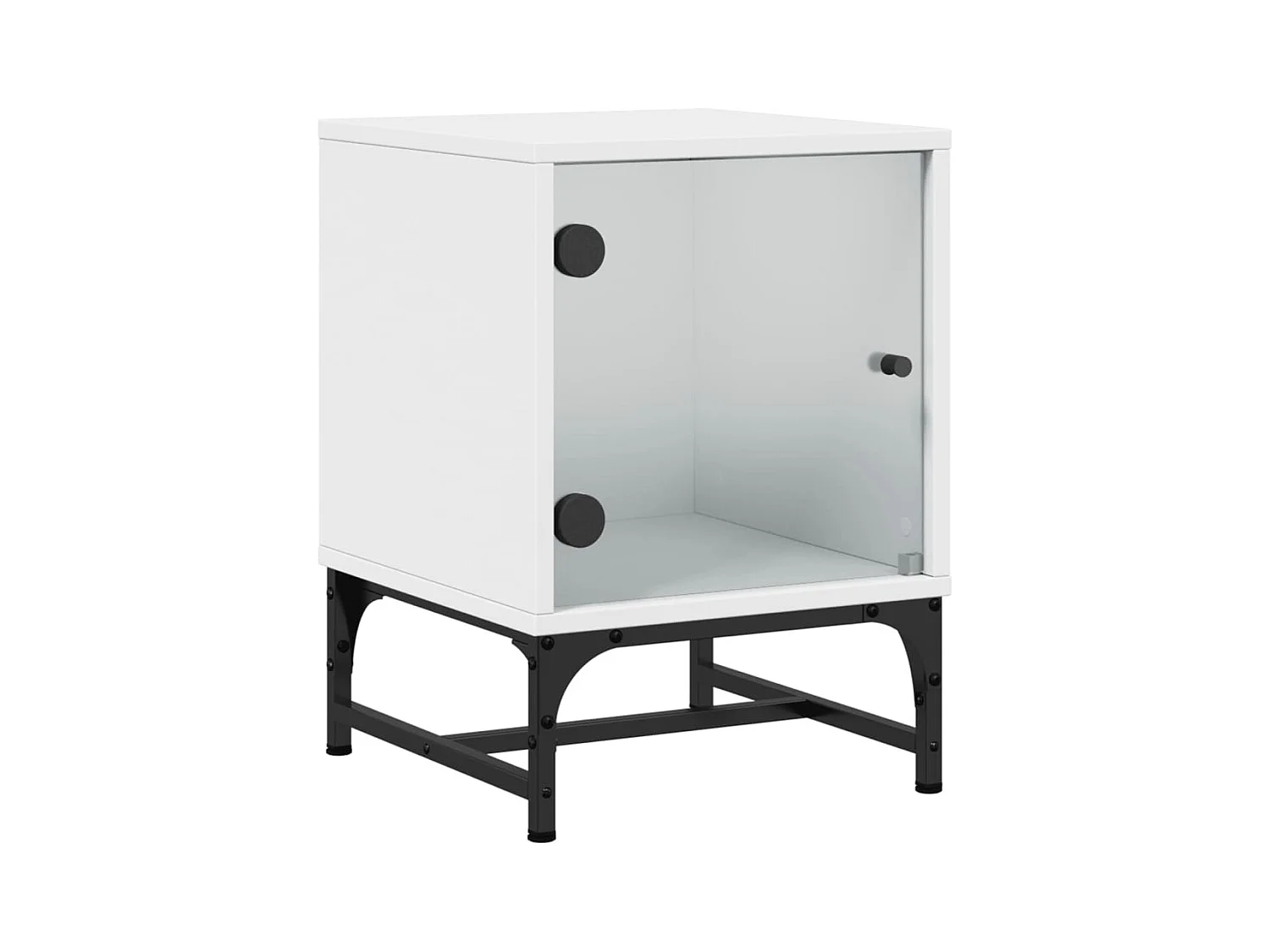 Mesita de noche | Mesilla de noche con puerta de vidrio blanco 35x37x50 cm