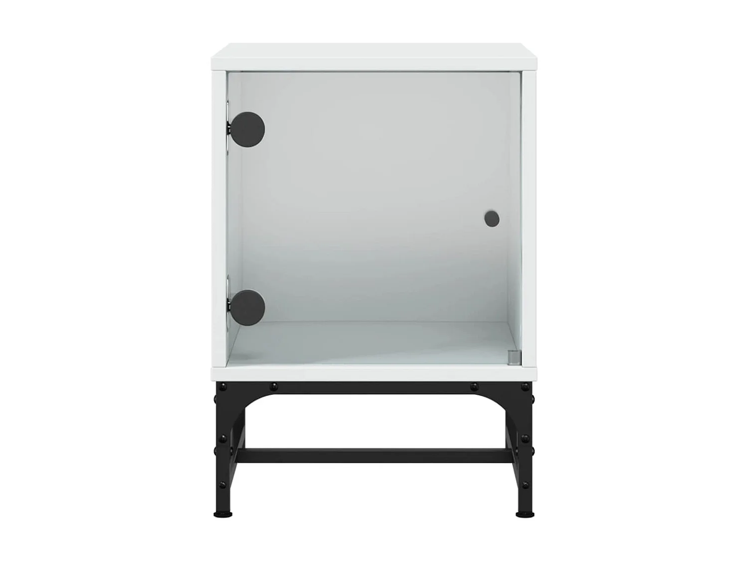 Mesita de noche | Mesilla de noche con puerta de vidrio blanco 35x37x50 cm