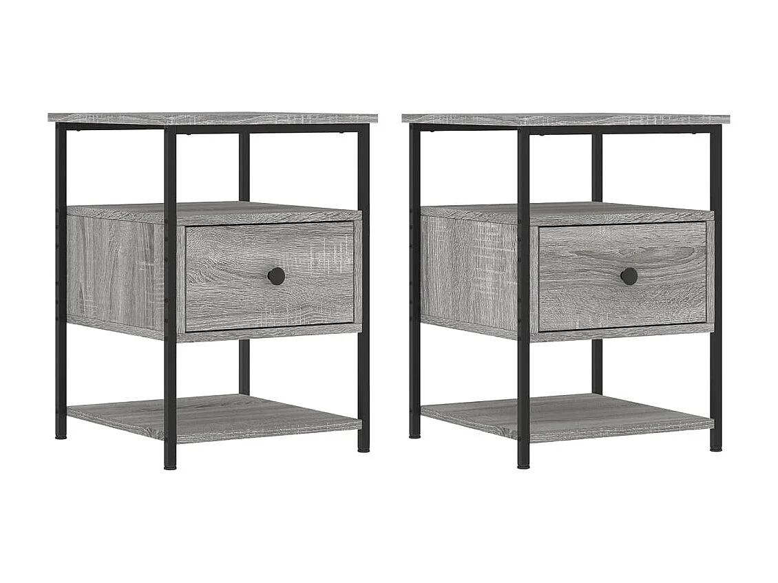 Mesitas de noche | Mesilla de noche 2 uds madera ingeniería gris Sonoma 40x42x56 cm