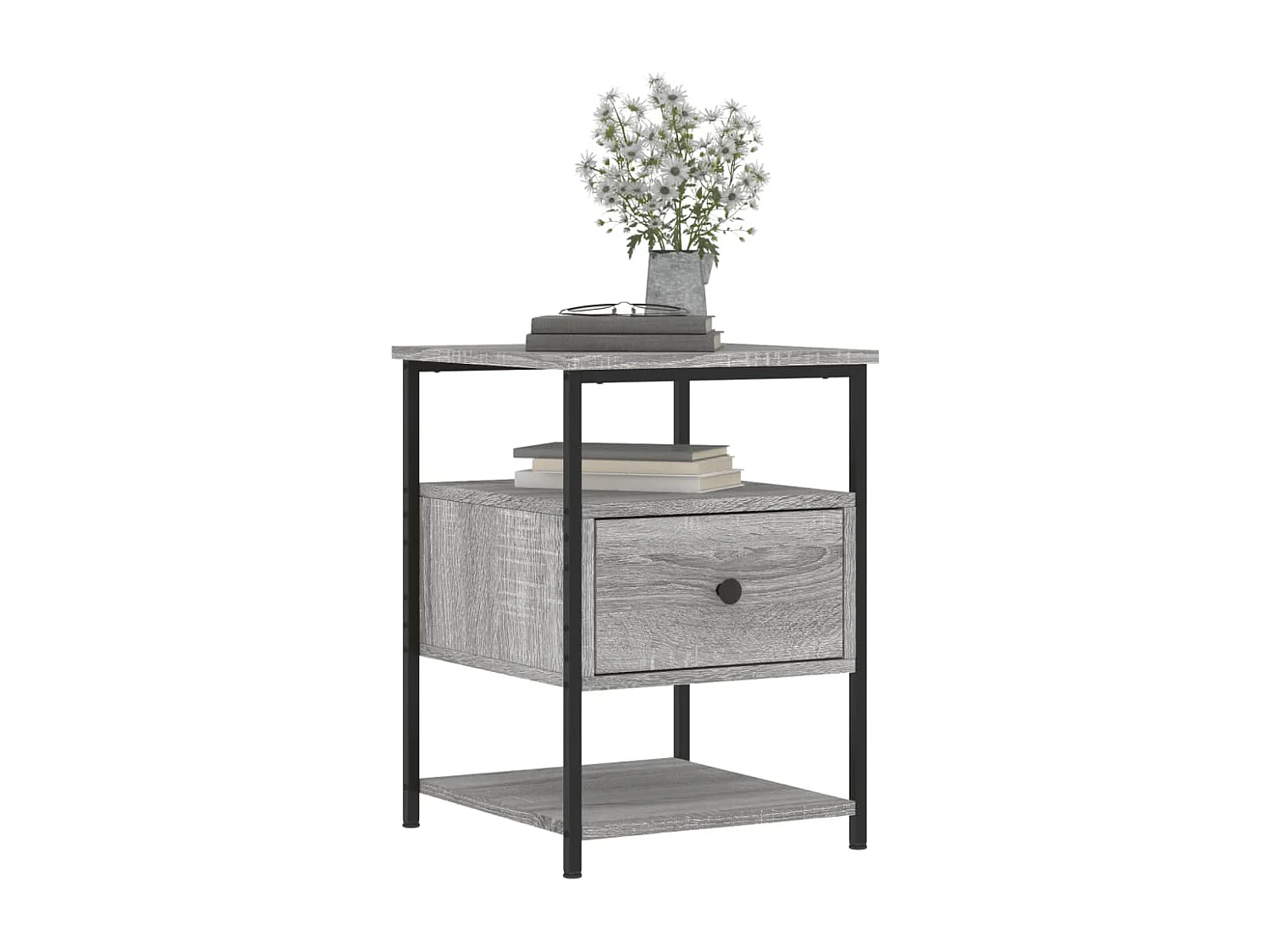 Nachttisch 2er Set-Beistelltisch-Nachttischkommode Grau Sonoma 40x42x56 cm Holzwerkstoff SHL57587