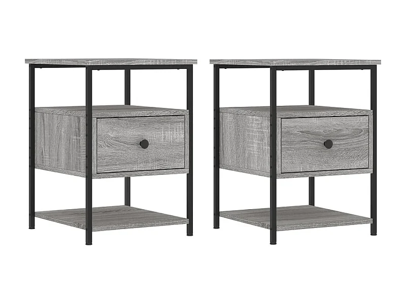Nachttisch 2er Set-Beistelltisch-Nachttischkommode Grau Sonoma 40x42x56 cm Holzwerkstoff SHL57587