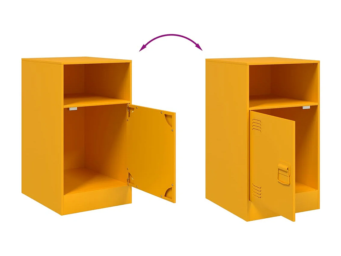 Nachttisch 2er Set-Beistelltisch-Nachttischkommode Senfgelb 34,5x39x62 cm Stahl SHL2660