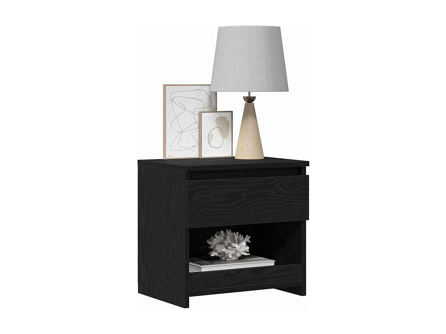 Table de chevet-Table d'appoint Chêne noir 40x30x39 cm Bois d'ingénierie