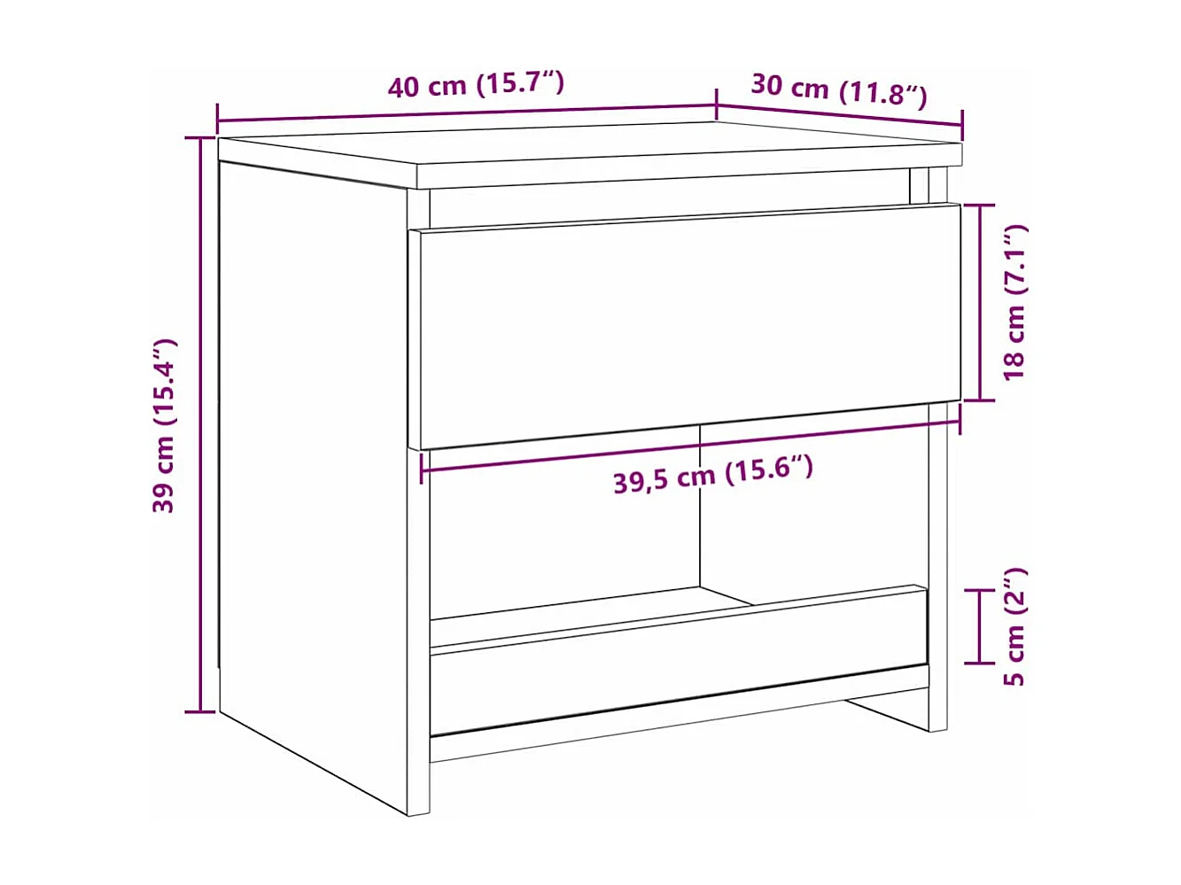Table de chevet-Table d'appoint Chêne noir 40x30x39 cm Bois d'ingénierie