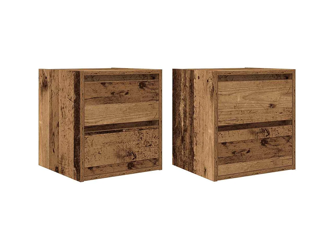 Mesillas de noche | Mesita de noche de pared 2 uds madera vieja 38x34x40 cm