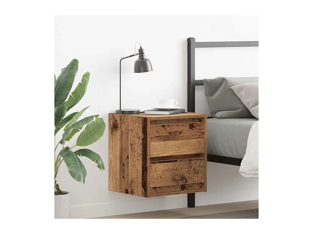 Mesillas de noche | Mesita de noche de pared 2 uds madera vieja 38x34x40 cm