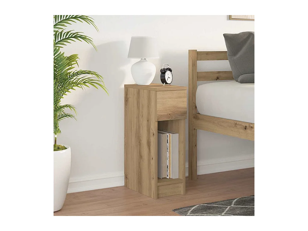 Mesilla de noche | Mesita de noche con cajón roble artesanal 20x36x60 cm