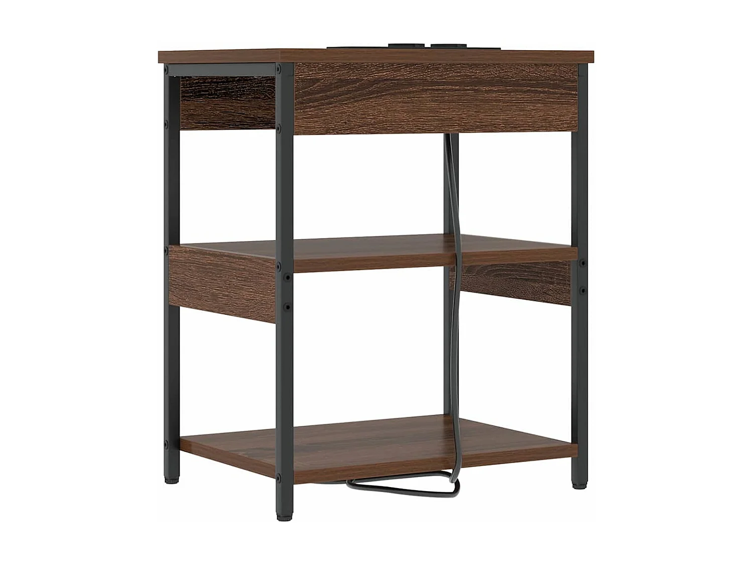 Mesita de Noche | Armario de Noche Marrón roble Madera contrachapada