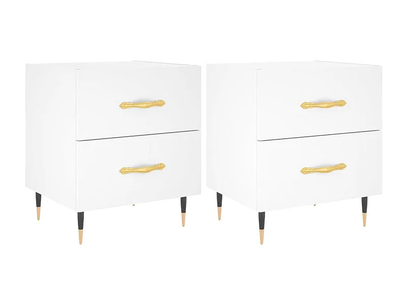Tables de chevet lot de 2 avec tiroirs blanc 40x35x47,5 cm bois d’ingénierie