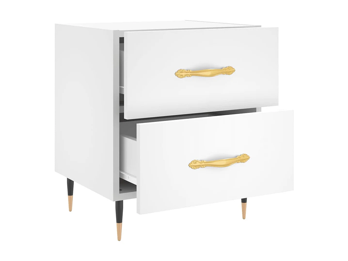 Nachttisch 2er Set-Beistelltisch-Nachttischkommode Weiß 40x35x47,5 cm Holzwerkstoff SHL42546