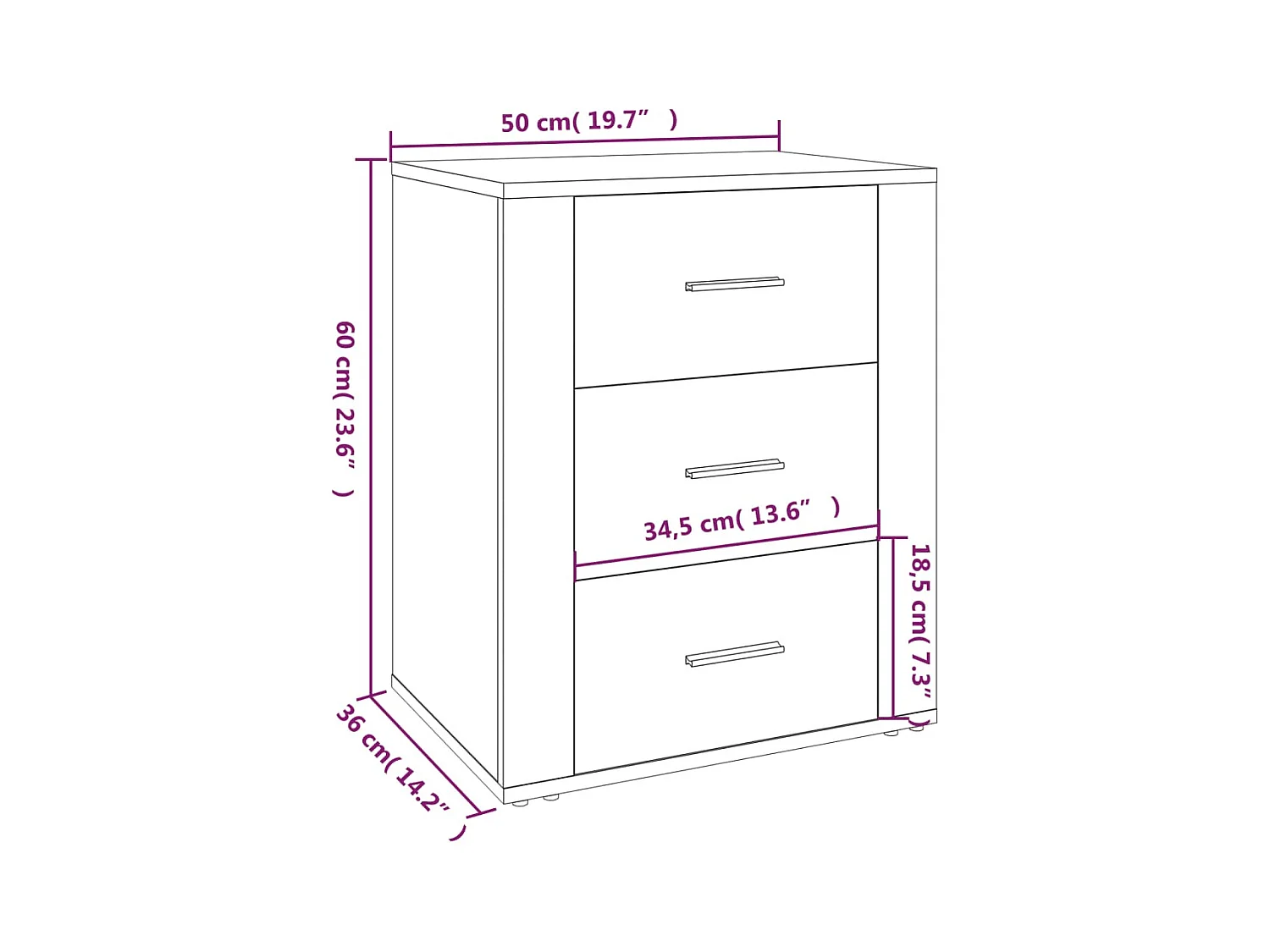 Table de chevet-Table d'appoint-Table de nuit Chêne sonoma 50x36x60 cm Bois d'ingénierie