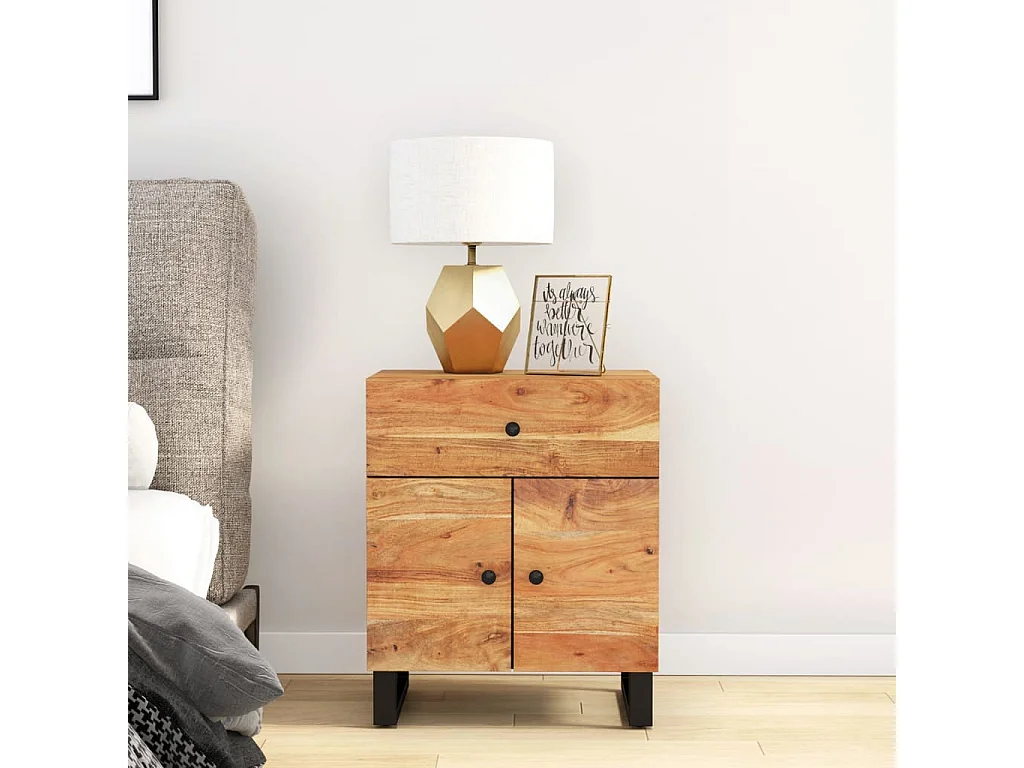 Nachttisch-Beistelltisch 50x33x60 cm Massivholz Akazie & Holzwerkstoff SHL95184