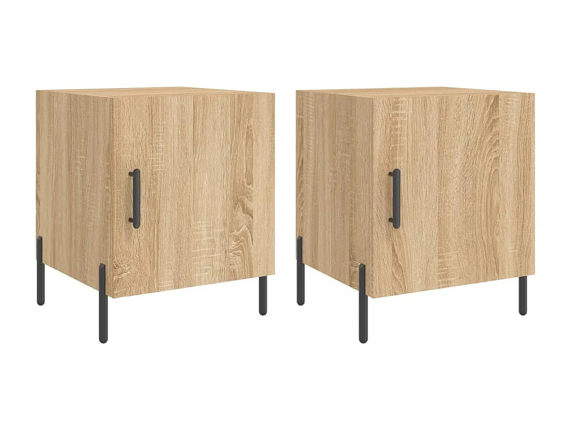 Nachttisch 2er Set-Beistelltisch-Nachttischkommode Sonoma-Eiche 40x40x50 cm Holzwerkstoff SHL93394