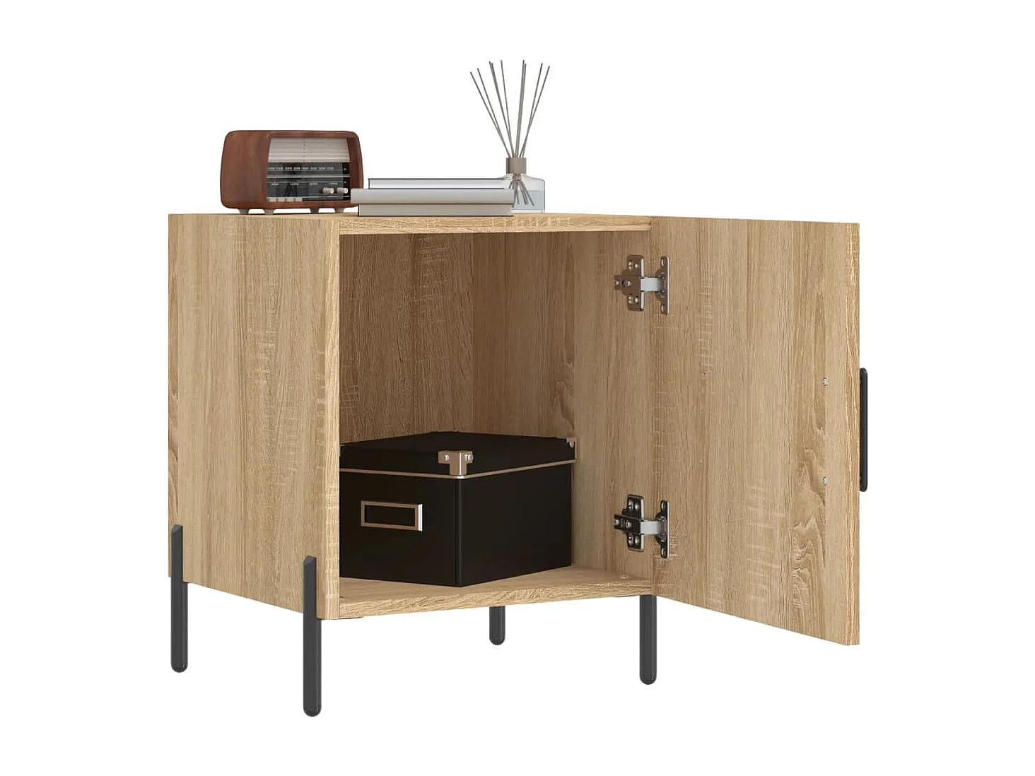 Nachttisch 2er Set-Beistelltisch-Nachttischkommode Sonoma-Eiche 40x40x50 cm Holzwerkstoff SHL93394