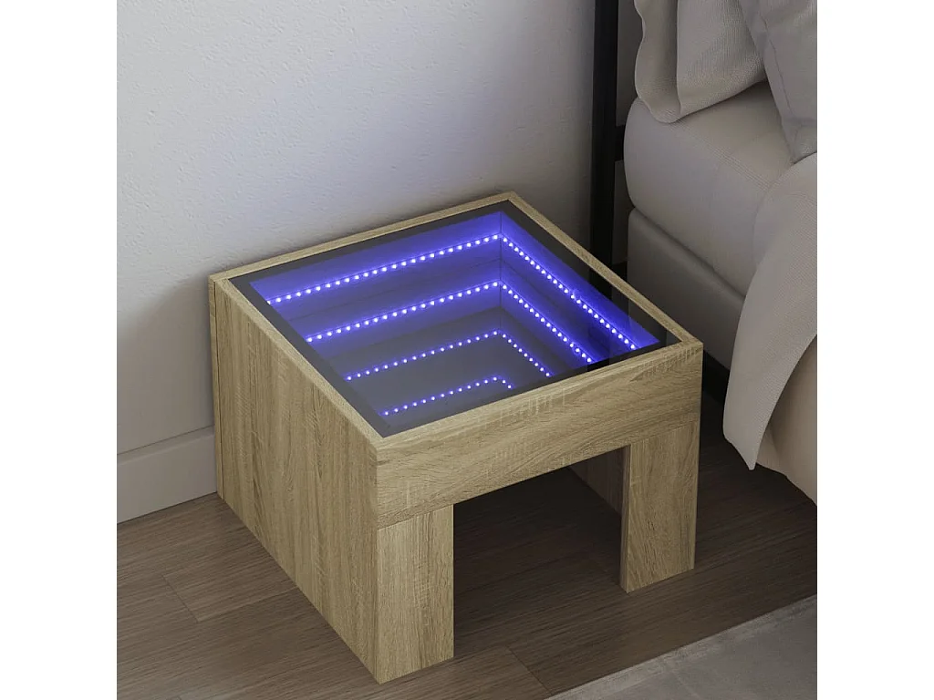 Nachttisch-Beistelltisch mit Infinity-LED Sonoma-Eiche 40x40x30 cm SHL77712