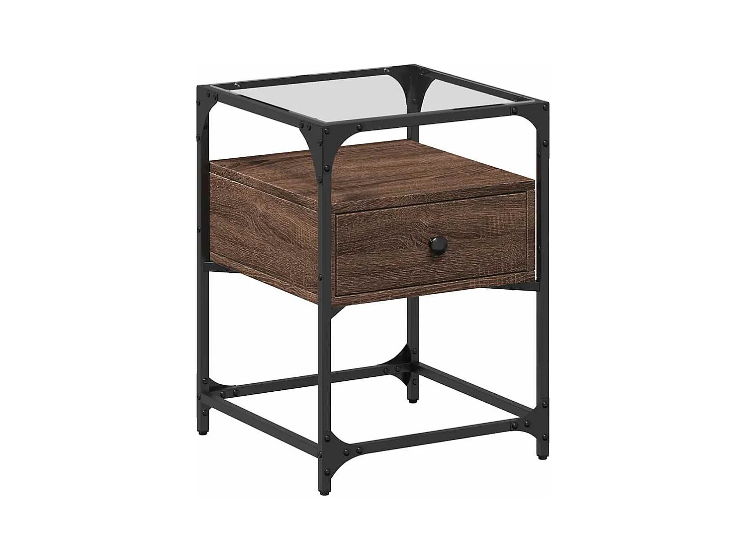 Tables de chevet lot de 2 avec tiroirs chêne marron 40x40x55cm bois d'ingénierie