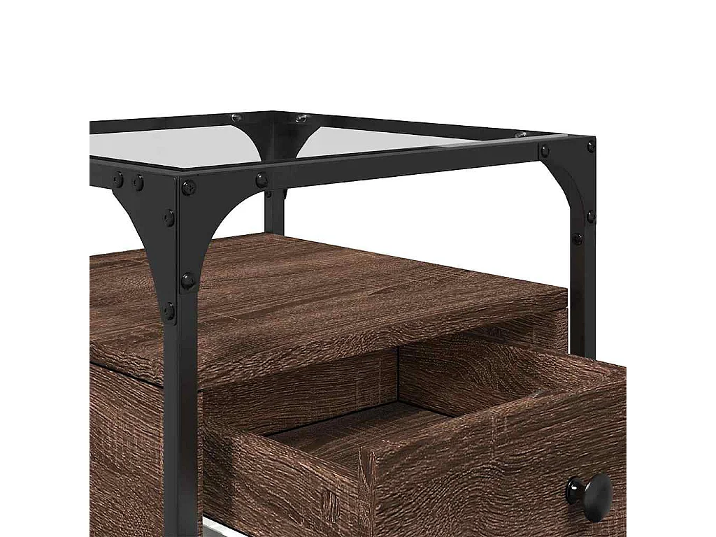 Nachttisch 2er Set-Beistelltisch-Nachttischkommode Braun Eichen-Optik 40x40x55 cm Holzwerkstoff SHL80740