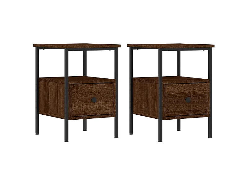 Tables de chevet lot de 2 avec Étagère de rangement chêne marron 34x36x50 cm bois ingénierie