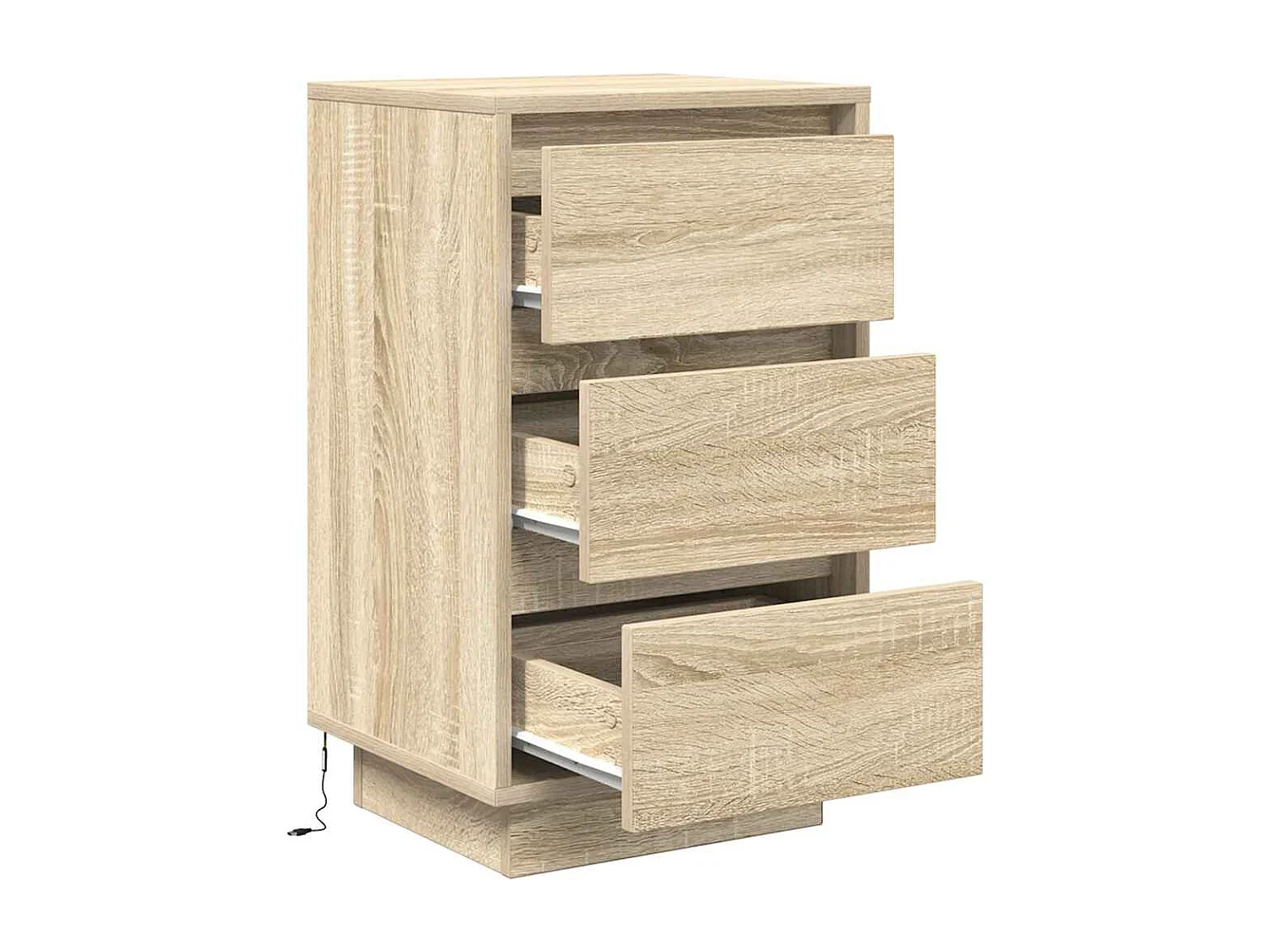 Nachttisch-Beistelltisch mit LED-Leuchten Sonoma-Eiche 38x34x65 cm SHL89701