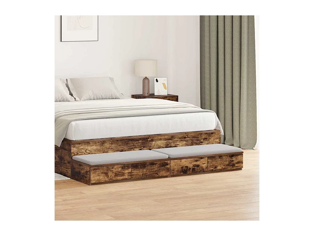 Gavetas de cama com gaveta Carvalho fumado 150x36.5x16.5 cm