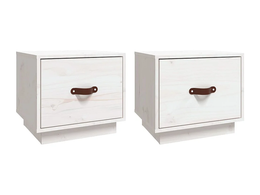 Mesitas de noche | Mesilla de noche 2 uds madera maciza pino blanco 40x34x35 cm