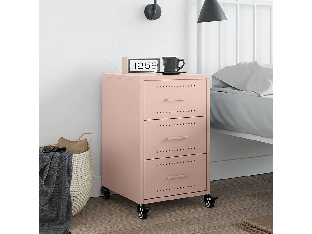 Nachttisch-Beistelltisch-Nachtschrank Rosa 36x39x59 cm Stahl SHL4251