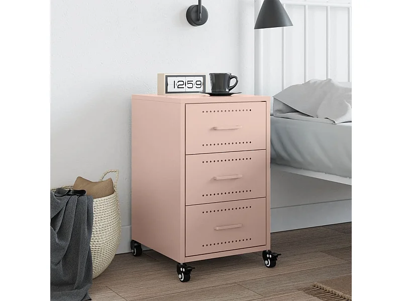 Nachttisch-Beistelltisch-Nachtschrank Rosa 36x39x59 cm Stahl SHL4251