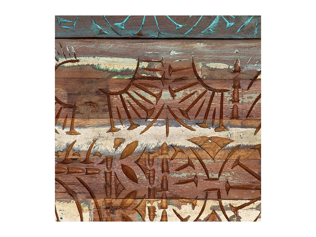 Mesita de noche | Mesilla de noche tallada a mano madera reciclada 40x30x50 cm