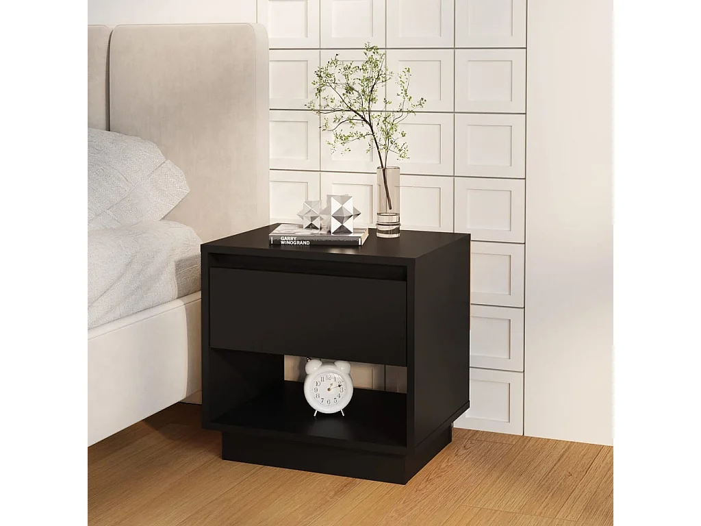 Nachttisch-Beistelltisch Schwarz 45x34x44 cm Holzwerkstoff SHL94763